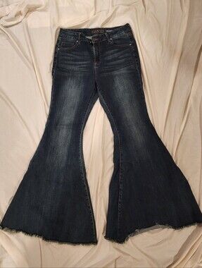 Grace In LA Dark Indigo Flare Jeans - Women's High-Rise Flared Denim